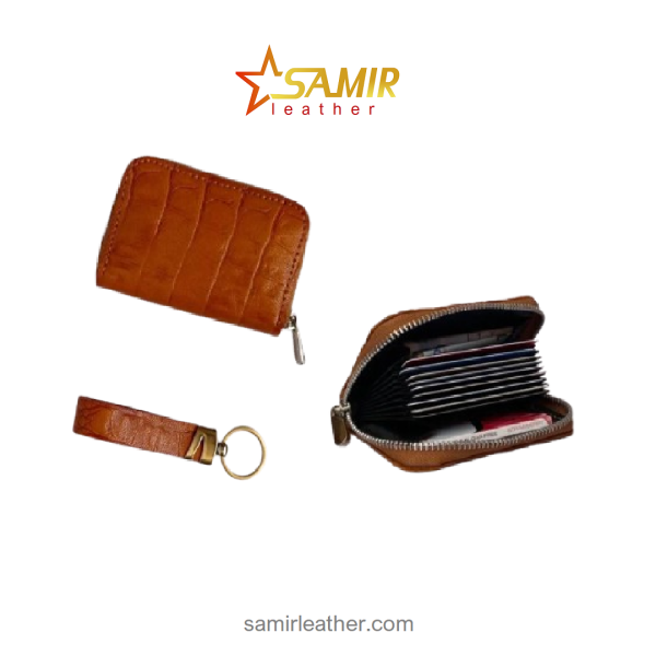 جاکارتی چرم زیپ دار عسلی